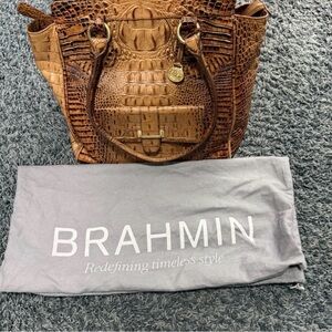 Brahmin Tan Crocodile Embossed Tote